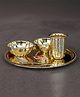 Indian Bartan Hammered Brass Plate Set