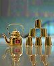 Indian Bartan Brass Teapot Set With Glasses- 1100 ml