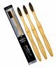 The Mouth Company Flat Handle Bamboo Toothbrush with Charcoal Activated Bristles, 100% Biodegradable Gentlebrush (Pack of 3)