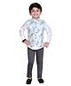 DOTSON Full Sleeves Cotton Solid Colour Shirt & Trousers with Floral Printed Jacket - Green