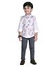 DOTSON Full Sleeves Cotton Solid Colour Shirt & Trousers with Floral Printed Jacket - Pink