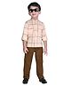 DOTSON Full Sleeves Checked Shirt and Solid Colour Jeans Set - Peach