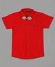 Actuel Half Sleeves Solid Knitted Shirt With Bow - Red