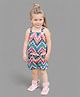Actuel Sleeveless Chevron Design Top & Shorts Co Ord Set -Yellow,White,Black,Green,Pink,Carrot Multi Colored