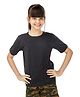 Olele Half Sleeves Cotton Solid Colour T-Shirt - Black