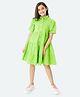 Olele Cotton Puff Sleeves Lucy Shirt Dress - Green