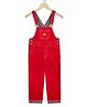 Olele Sleeveless Full Length Twill Solid Colour Dungaree with Contrast Hem Fold - Red