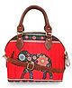 Sabhyata Elephant  Satin Handbag with Detachable Sling - Multicolor