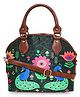 Sabhyata Peacock Satin Handbag with Detachable Sling - Multicolor