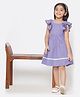 Little Bansi Thread Work Ruffled Knee Length Frock - Purple