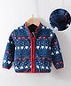 Kookie Kids Full Sleeves Sweatjacket Heart Printed - Navy Blue