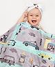 Babyhug Single Ply Mink Blanket City Print - Grey