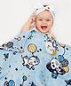 Babyhug Single Ply Mink Blanket Elephant Party Print - Blue