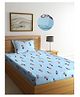 Arrabi Blue Graphic TC Cotton Blend Single Size Fitted Bedsheet with 1 Pillow Cover - Multicolour