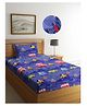 Arrabi Blue Geometric TC Cotton Blend Single Size Fitted Bedsheet with 1 Pillow Cover