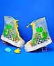 Yellow Bee Astro Dino Printed Zipper Rain Shoes - Green