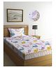 Arrabi White Cartoon TC Cotton Blend Single Size Fitted Bedsheet with 1 Pillow Cover- Multicolour