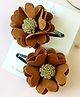 Little Tresses Set Of 2 Shimmer Pollens Flowers Embellished Snap On Hair Clips - Dark Brown