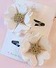Little Tresses Set Of 2 Shimmer Pollens Flowers Embellished Snap On Hair Clips - White