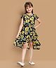 Little Marine Cap Sleeves Seamless Garden Flowers Printed Fit & Flare Dress - Multi Colour