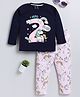 Little Marine Full Sleeves Unicorn  Printed  Nightsuit  - Blue