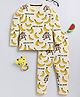 Little Marine Full Sleeves Banana And Monkey Printed Nightsuit -Yellow
