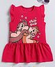 Little Marine Cap Sleeves Bunny Printed Fit & Flare Dress - Maroon