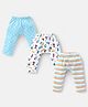Babyhug Cotton Full Length Diaper Pants Striped & Vehicles Printed Pack of 3 - Blue & White