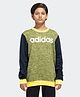 Adidas Kids Cotton Full Sleeves Sports Sweatshirt Logo Print- Yellow & Blue