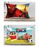 JARS Collections Velvet Baby Pillow For Sleeping Ultra Soft Toddler Pillow With Cartoon Print Pack of 2 - Multicolor