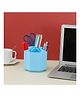 The Procure Store Rotating Pen Stand With 5 Compartments- Blue