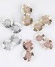 CHOKO Set Of 6 Alligator Sequin Hairclips -  Gold Silver