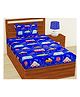 RRC Super Soft Brushed Microfiber Cotton Cartoon Print Single Bedsheet With 1 Pillow Cover  Blue