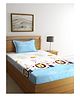 RRC Super Soft Brushed Microfiber Cotton Cartoon Print Single Bedsheet With 1 Pillow Cover  Light  Blue
