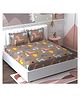 RRC Super Soft Brushed Microfiber Cotton Cartoon Print Double Bedsheet With 2 Pillow Cover - Brown