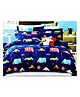 RRC Super Soft Brushed Microfiber Cotton Cartoon Print Double Bedsheet With 2 Pillow Cover - Blue