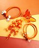 Kamule Pack Of 3 Beaded Detail Butterfly Claw Clip Clutcher With Rubber Bands -Orange
