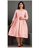 FlyFinns Three Fourth Sleeves Ethnic Motif Printed With Concealed Zipper Nursing Access Maternity Kurta  - Light Pink