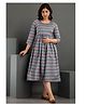 FlyFinns Three Fourth Sleeves Ethnic Motif Printed With Concealed Zipper Nursing Access Maternity Kurta - Grey