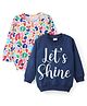 Babyhug Cotton Knit Full Sleeves Sweatshirts With Text & Candy Graphics Pack Of 2 - White & Navy Blue