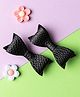 Knotty Ribbons Set Of 2 Petite Faux Leather Mini Bow Hair Clip -  Black