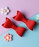 Knotty Ribbons Set Of 2 Petite Faux Leather Mini Bow Hair Clip - Red