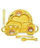 FunBlast Cartoon Design Bamboo Fibre Dinnerware Set for Kids  Yellow