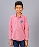 Zion Full Sleeves Bear Embroidery Shirt - Pink