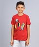 Zion Boys Half Sleeves Music Theme Graphic Printed T Shirt - Red