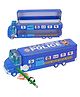 SANISHTH School Bus Shaped Pencil Box for Kids with Wheels and Sharpener Metal Police Design - Blue