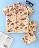 Knotty Kids Half Sleeves Road Roller Printed Shirt & Pant Combo Nightwear Set - Cream
