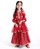 Babyhug Three Fourth Sleeves Foil Printed Long Kurta with Skirt and Dupatta - Red