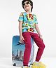 Ollington St. 100% Cotton Half Sleeves T-Shirt With Knit Joggers All Over Printed - Multicolor