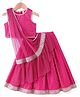 Babyhug Sleeveless Choli Foil Printed with Sequence Lehenga  and Dupatta - Fuschia